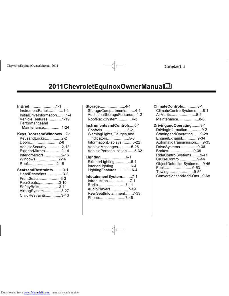 Page 1 of the manual User Manual Chevrolet Equinox (2011)