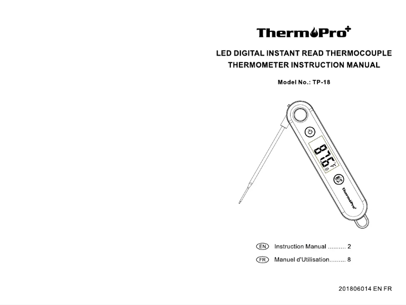 Page 1 of the manual User Manual ThermoPro TP018