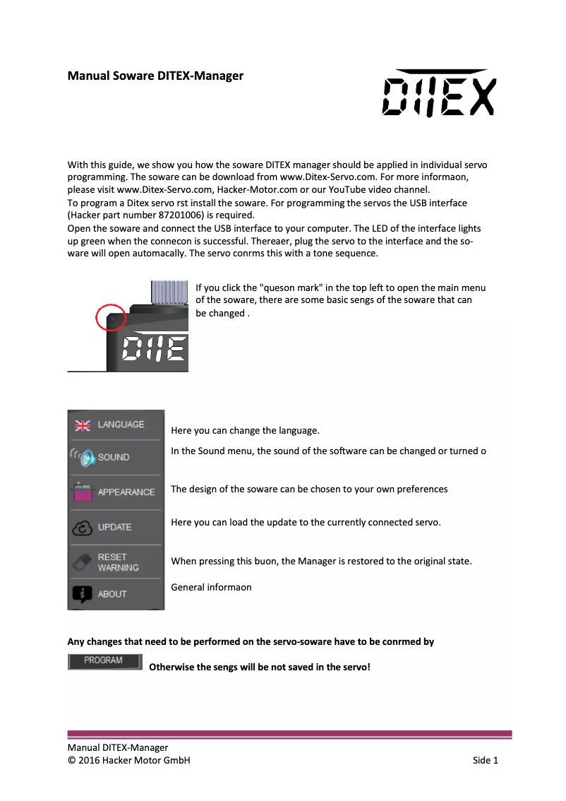 First page image of the manual for TD0807W