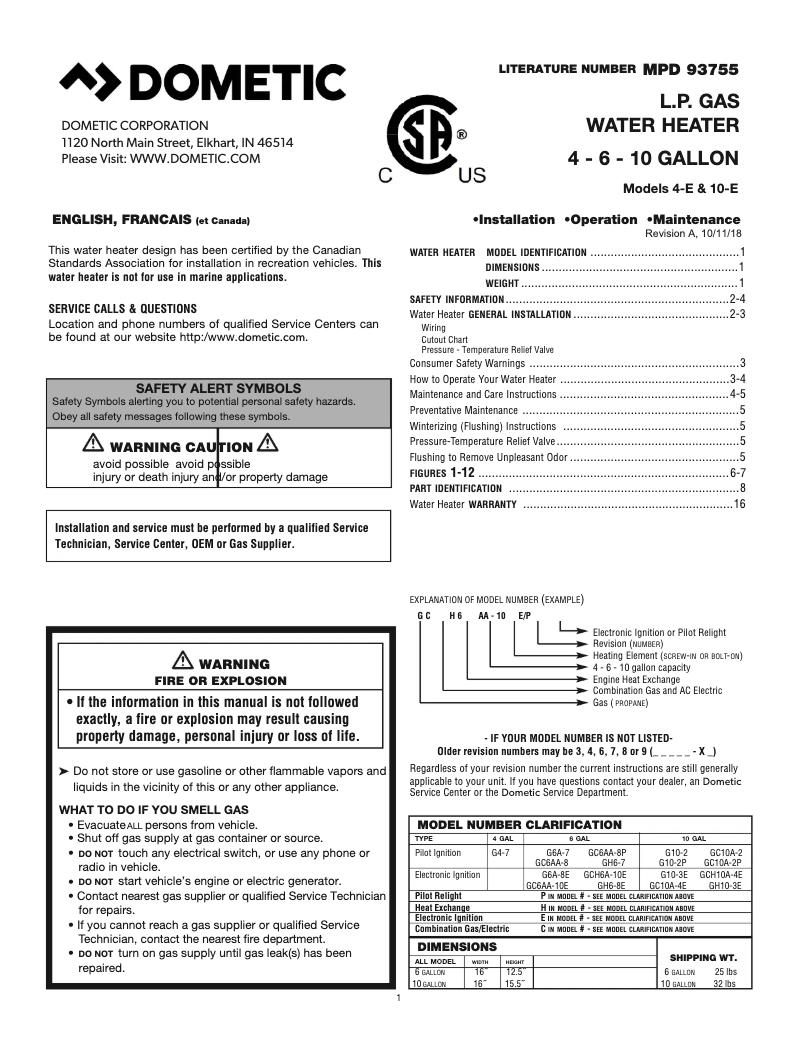 Page 1 de la notice Guide d'installation Dometic DFMD 30111