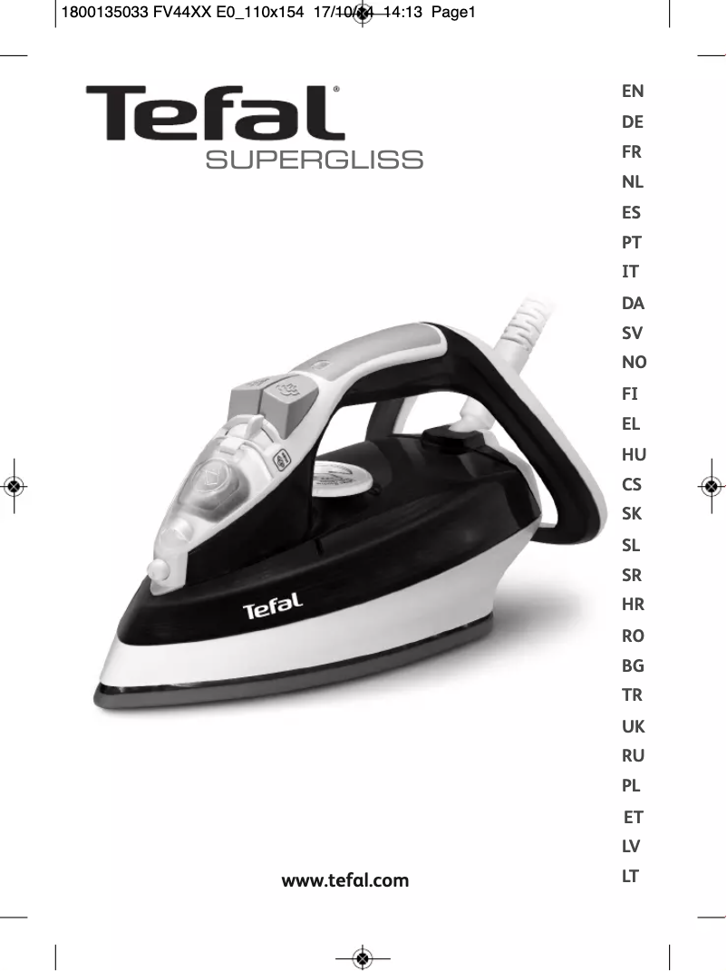 Page 1 of the manual User Manual Tefal FV4486E0
