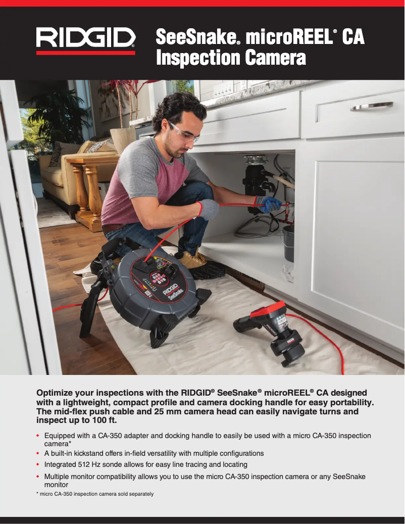 Page 1 of the manual Catalogue Ridgid SeeSnake microREEL CA-350