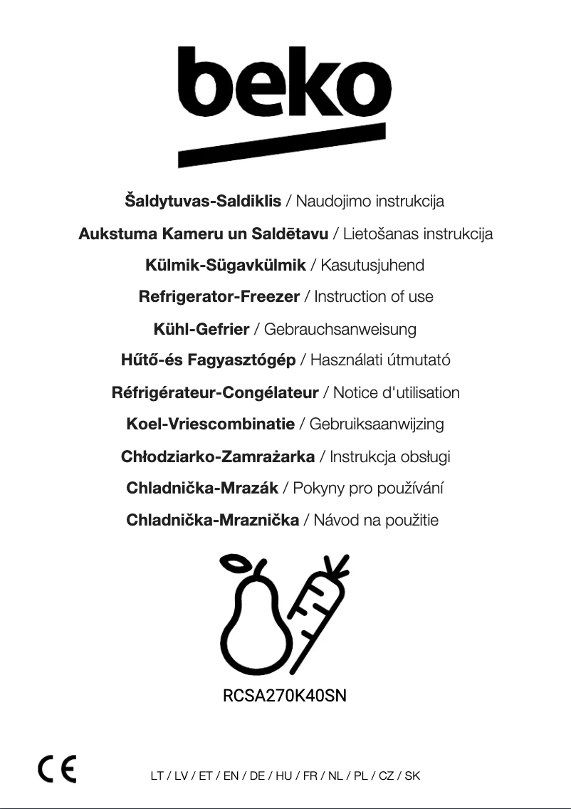 First page image of the manual for RCSA270K40SN