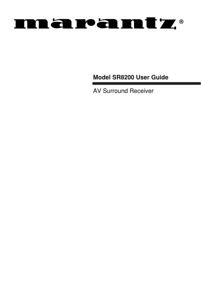 Page 1 of the manual User Manual Marantz SR-8200