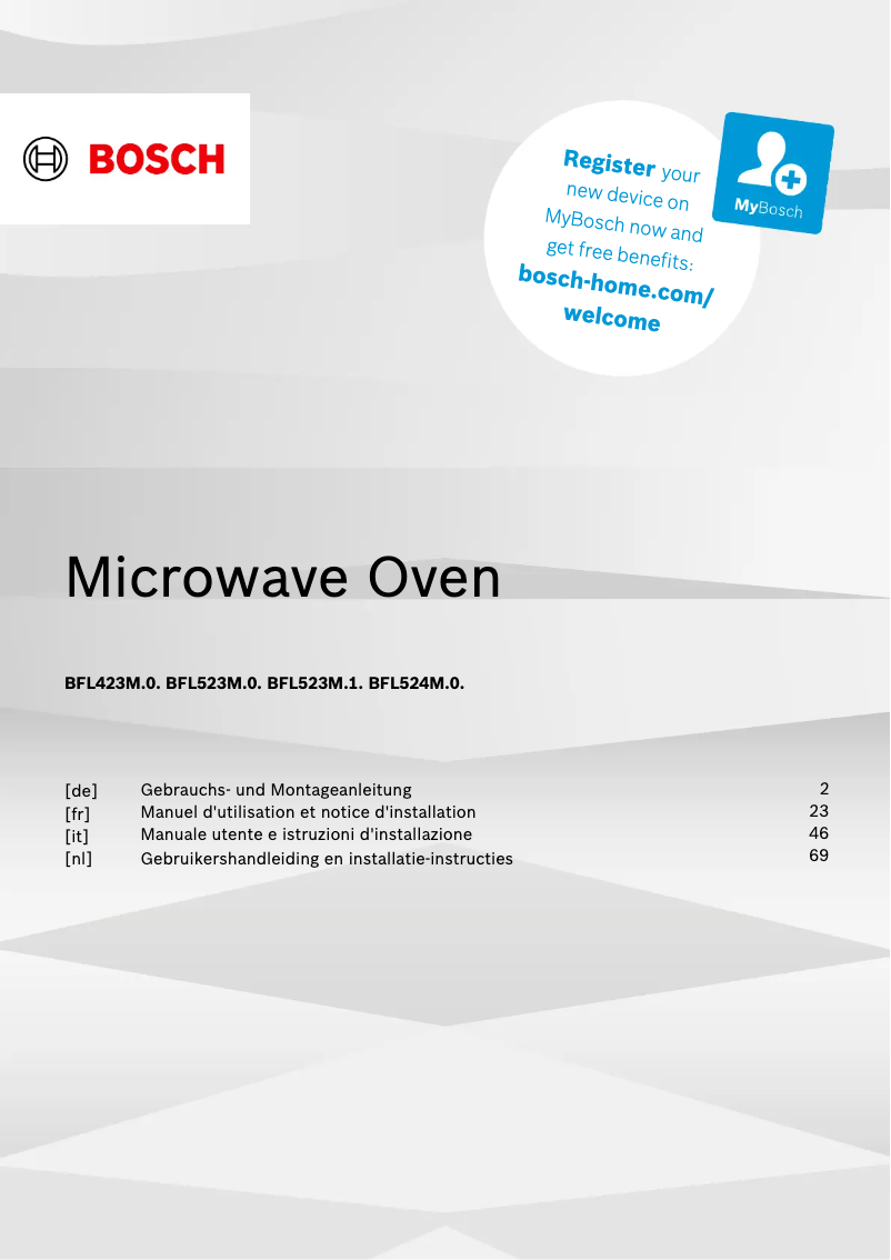First page image of the manual for BFL423MB1F
