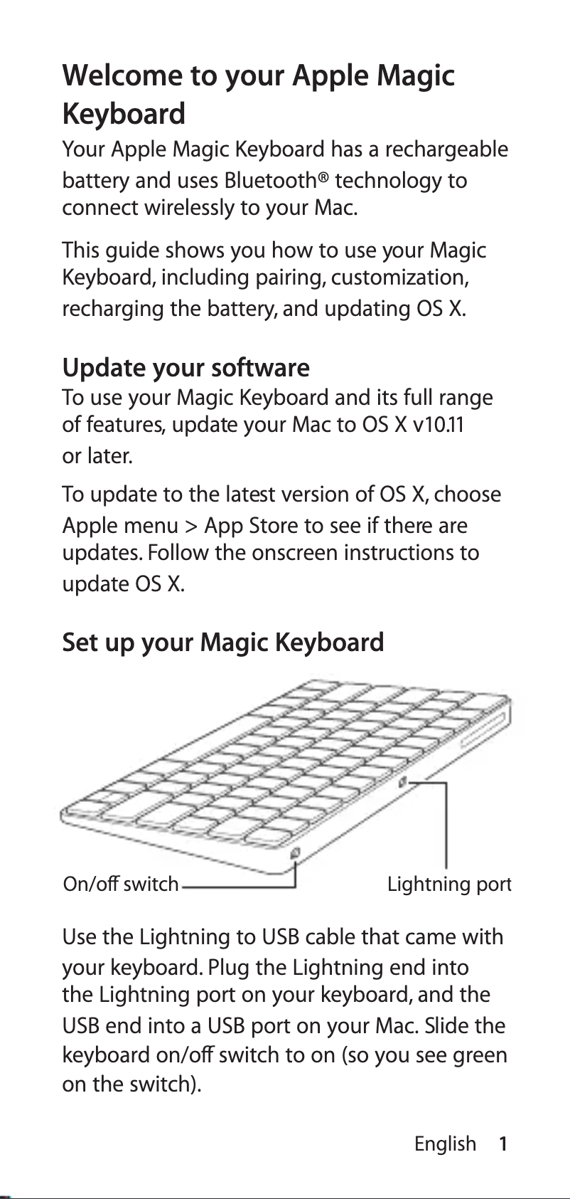 Image de la première page du manuel de l'appareil Magic Keyboard