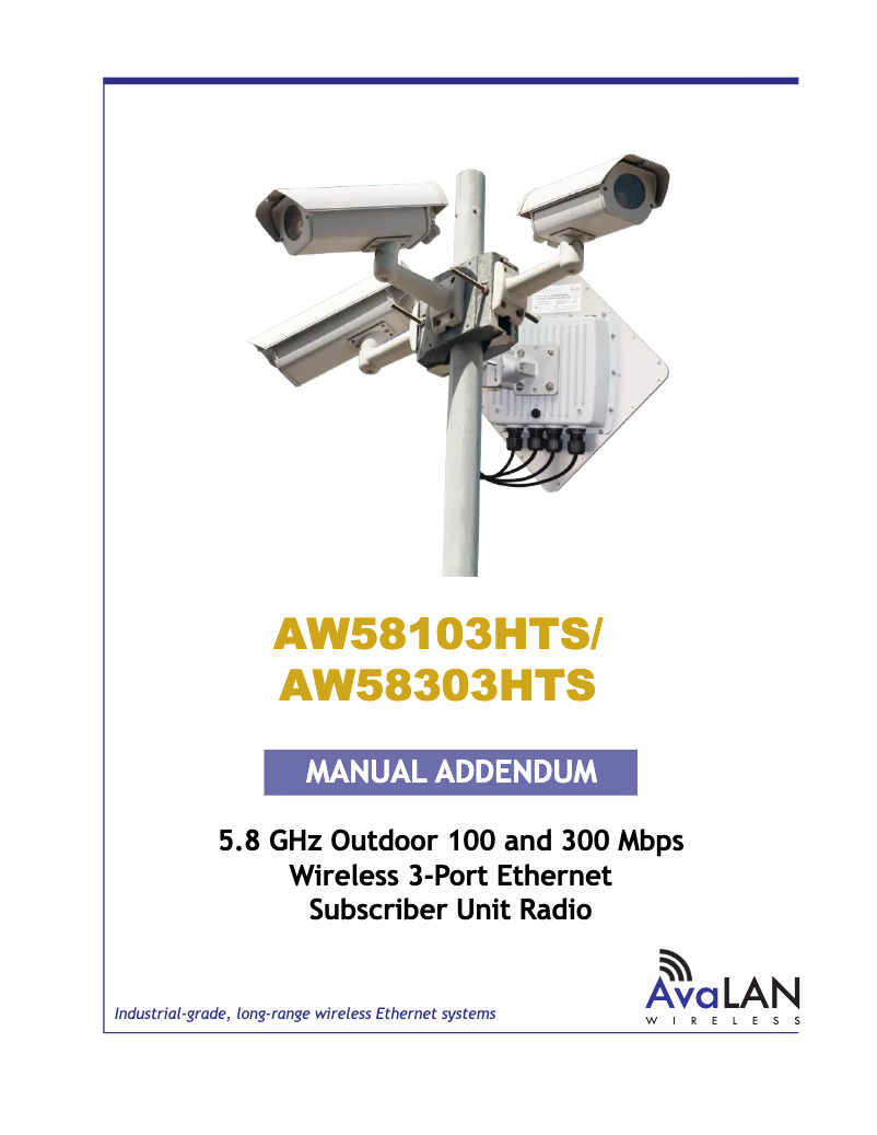 Page 1 of the manual User Manual AvaLAN AW58103HTS