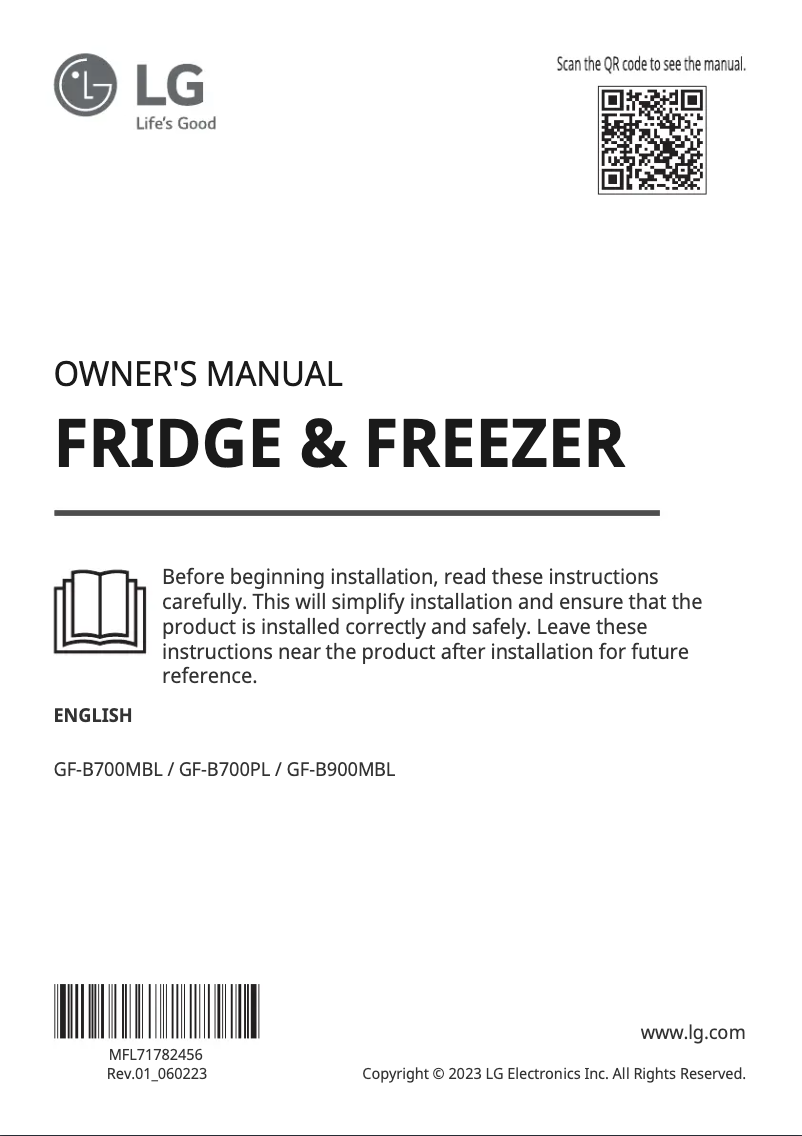 Page 1 of the manual User Manual LG GF-B700PL