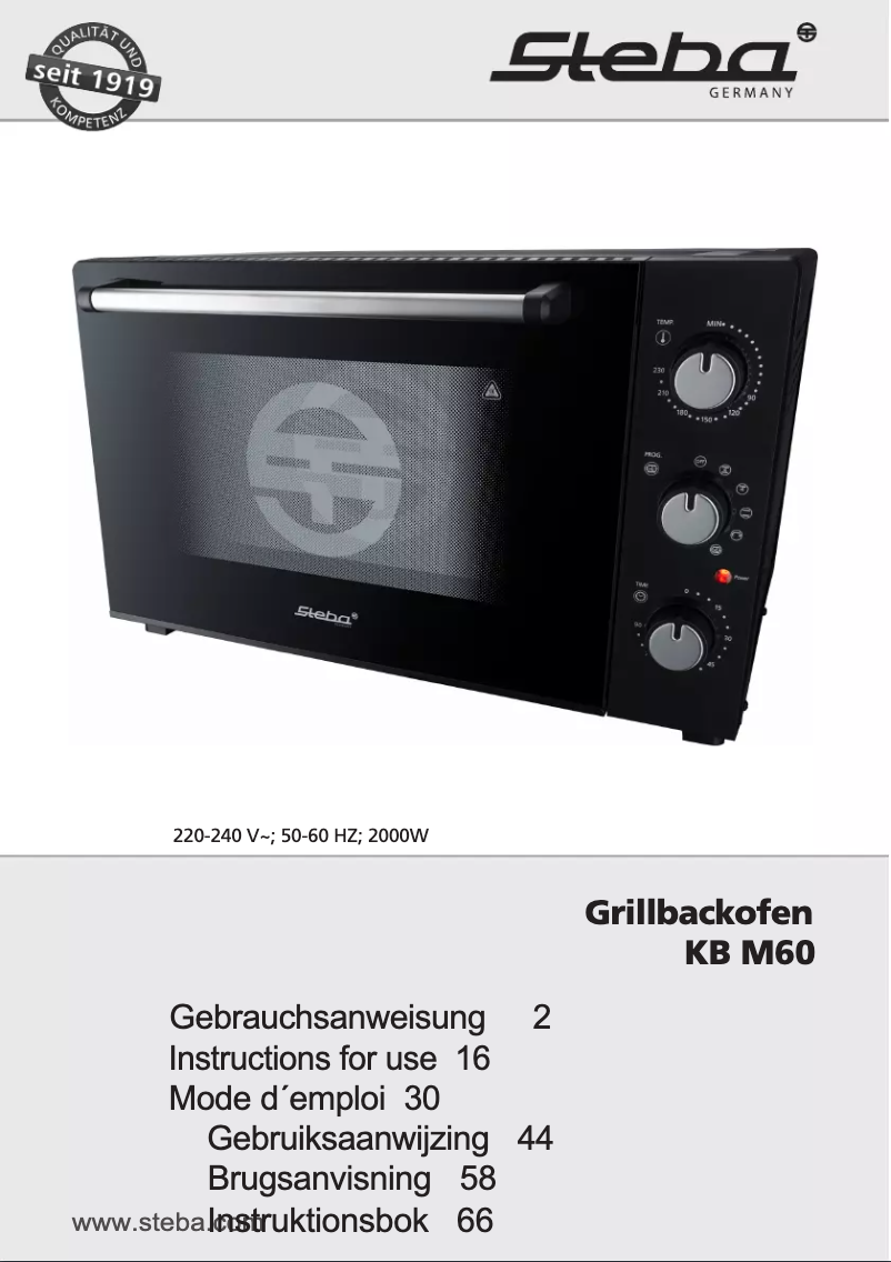 First page image of the manual for KB M60