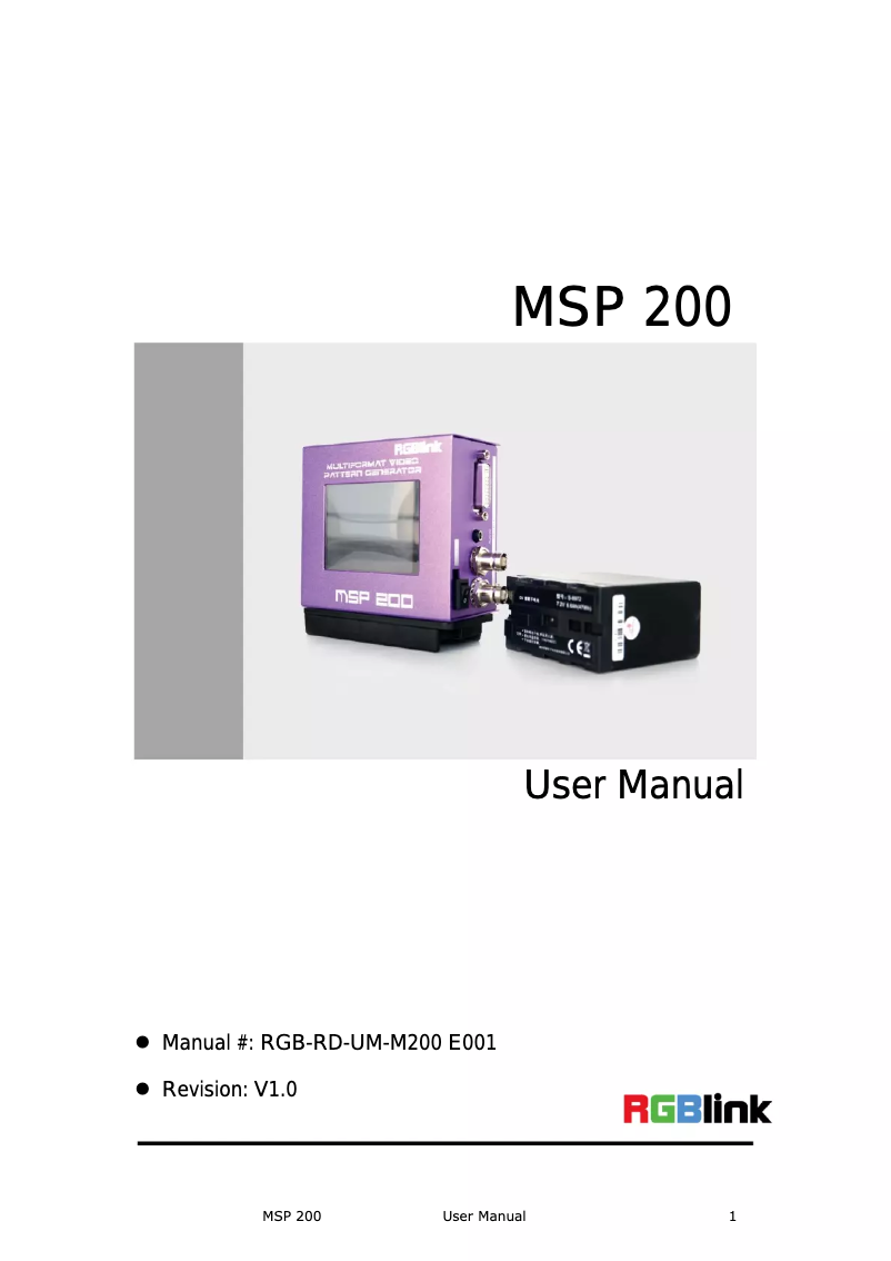 Page 1 of the manual User Manual RGBlink MSP 200