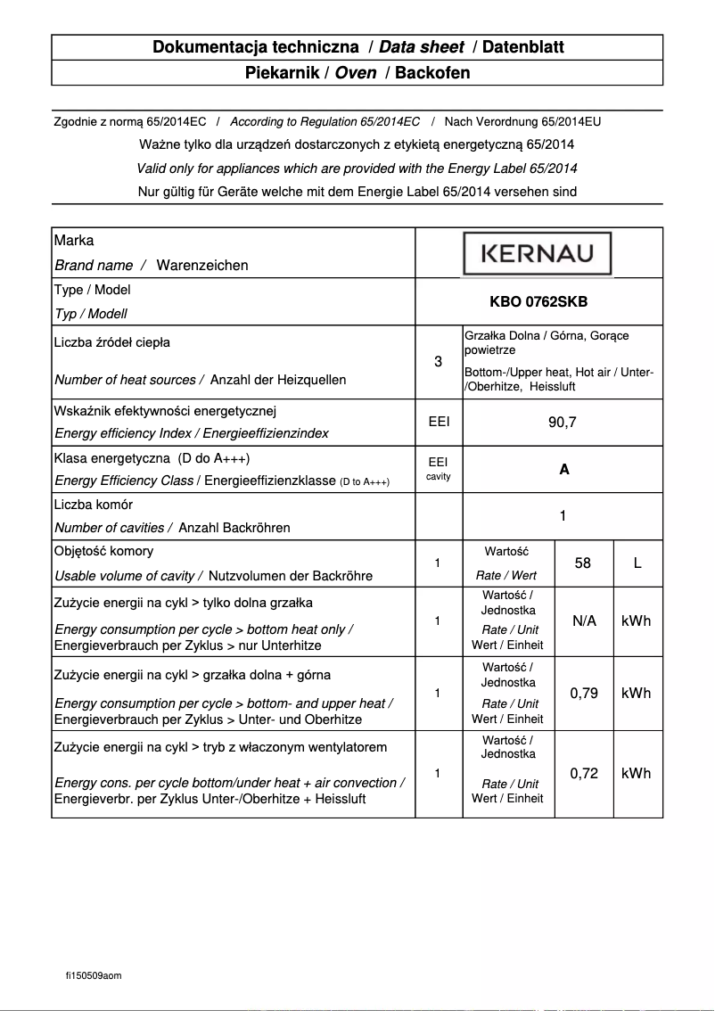 Image de la première page du manuel de l'appareil KBO0762SKB