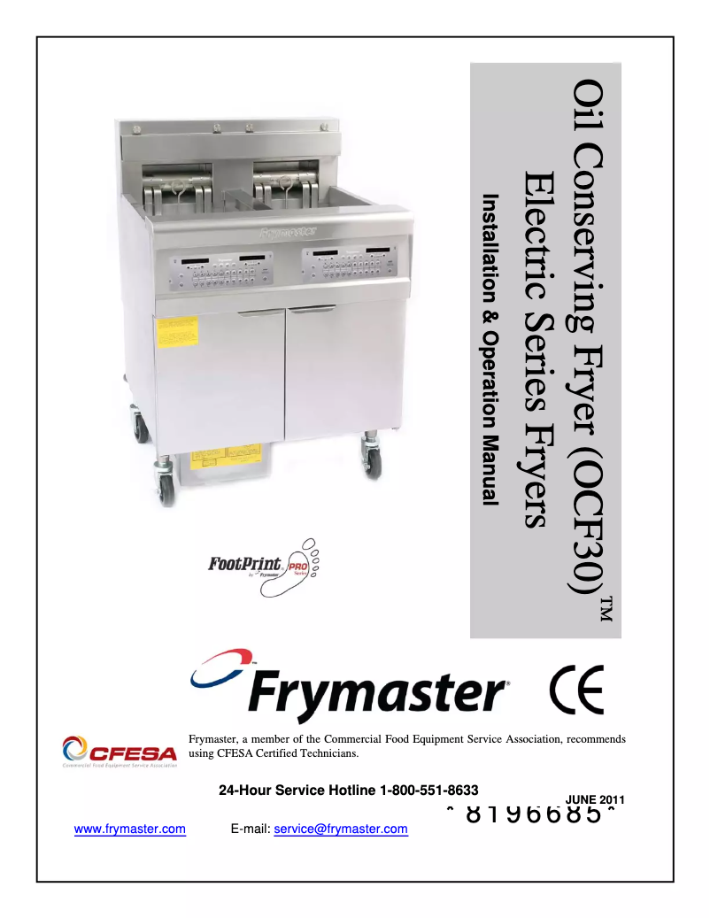 Page 1 of the manual User Manual Frymaster FPEL314-6CA