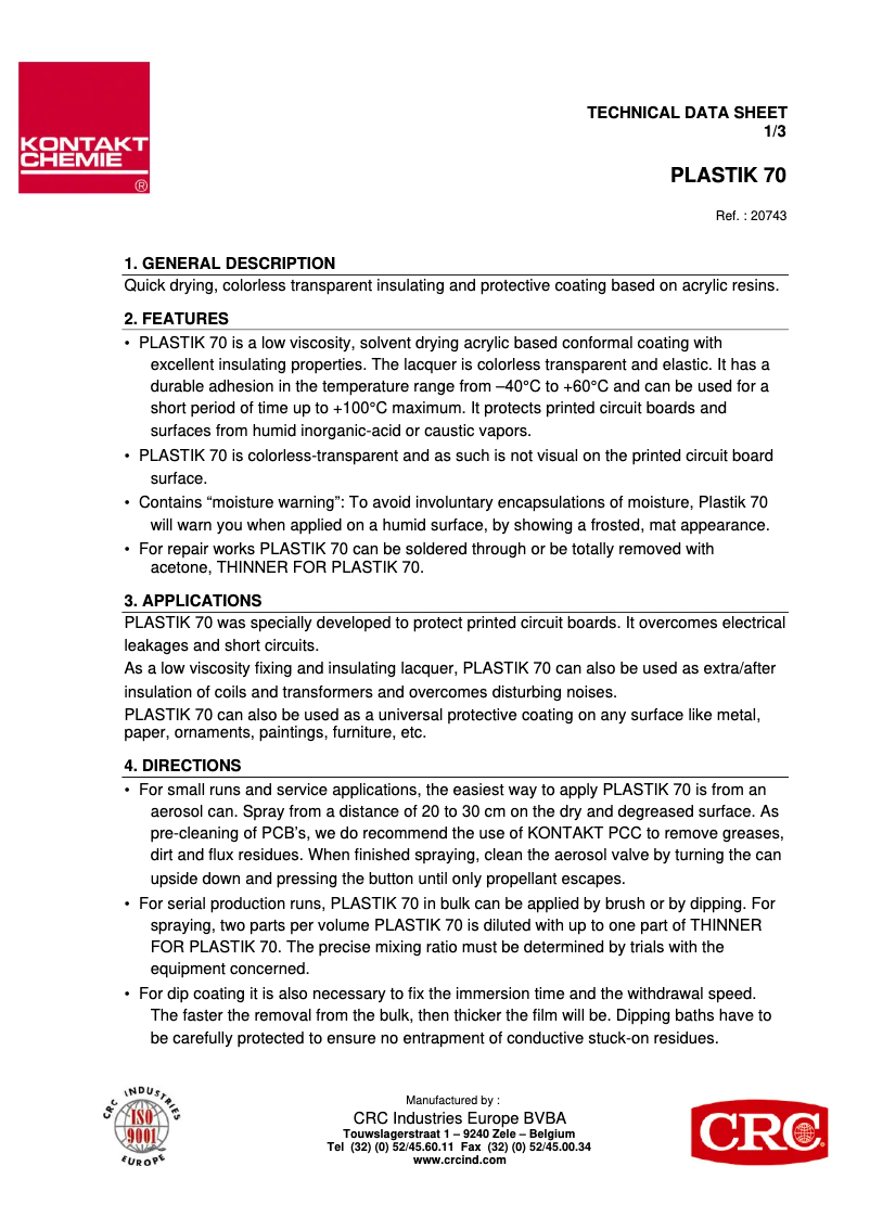 Page 1 of the manual User Manual Monacor KP70-400