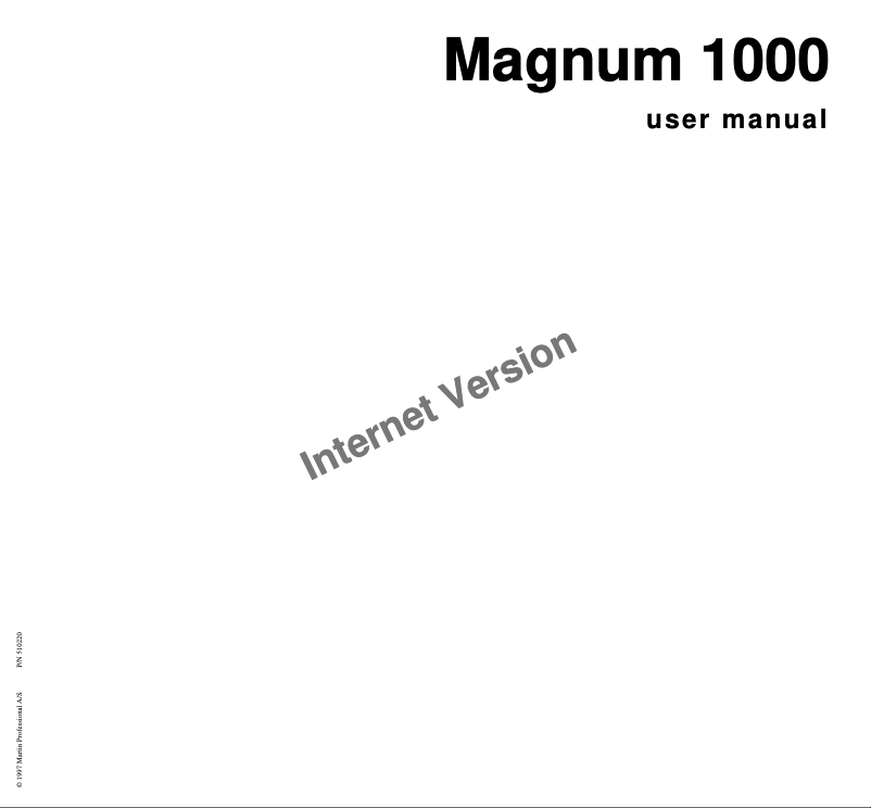 First page image of the manual for Magnum 1000