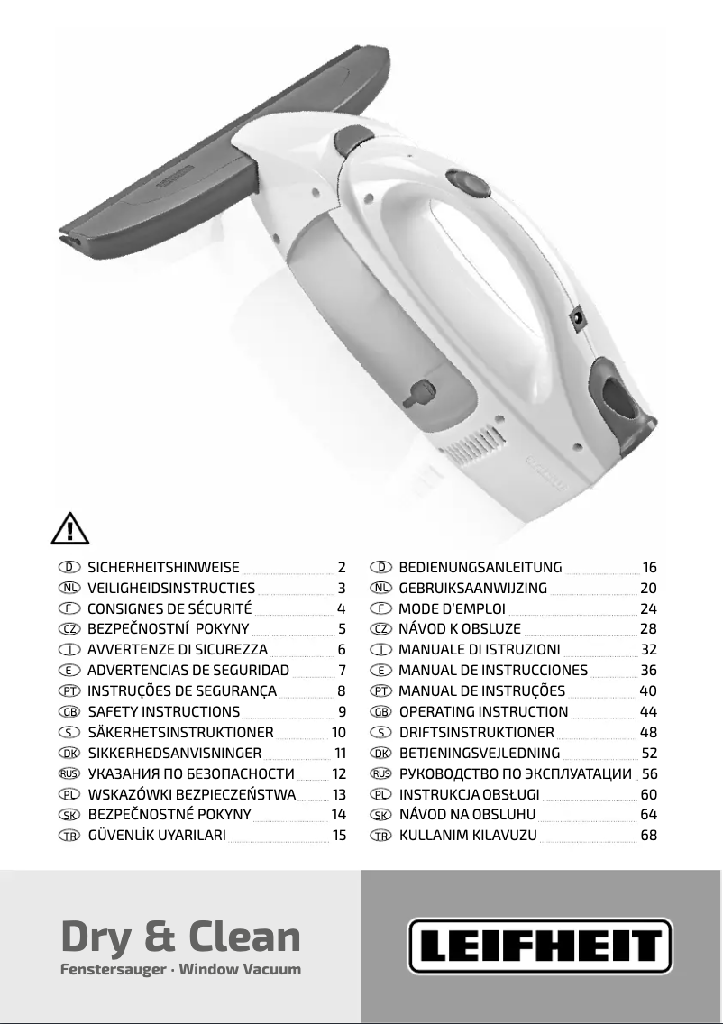 Page 1 of the manual User Manual Leifheit Dry&Clean All-N-One