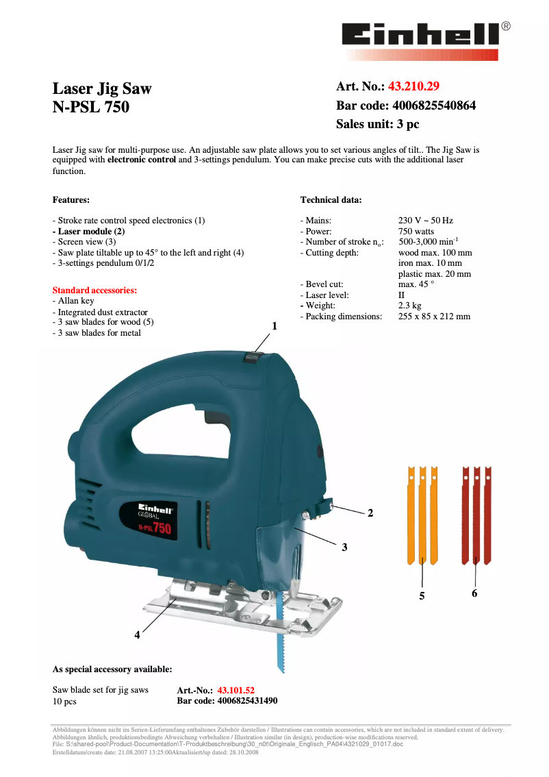First page image of the manual for N-PSL 750
