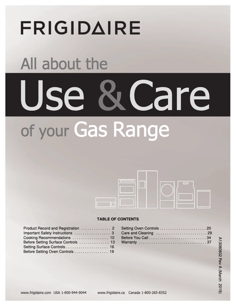 First page image of the manual for FFGF3056TS