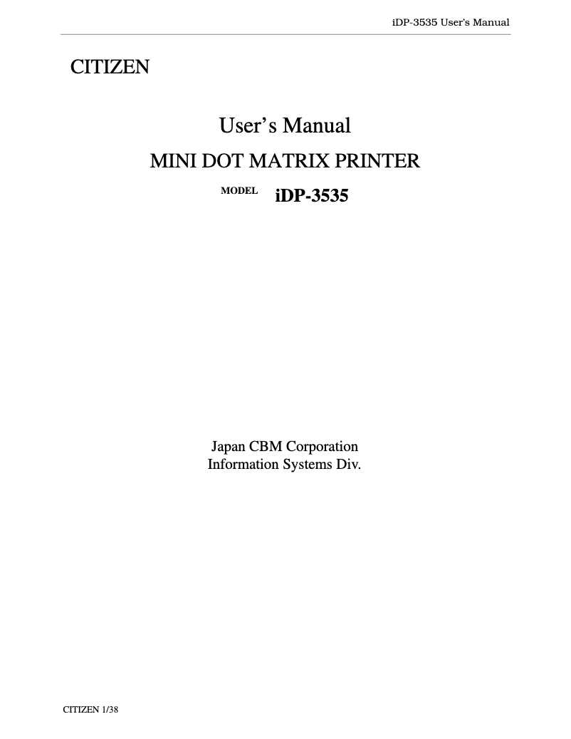 First page image of the manual for iDP-3535