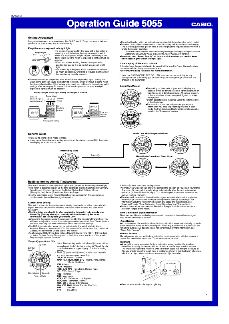 Page 1 of the manual User Manual Casio MTG-1500-1AER