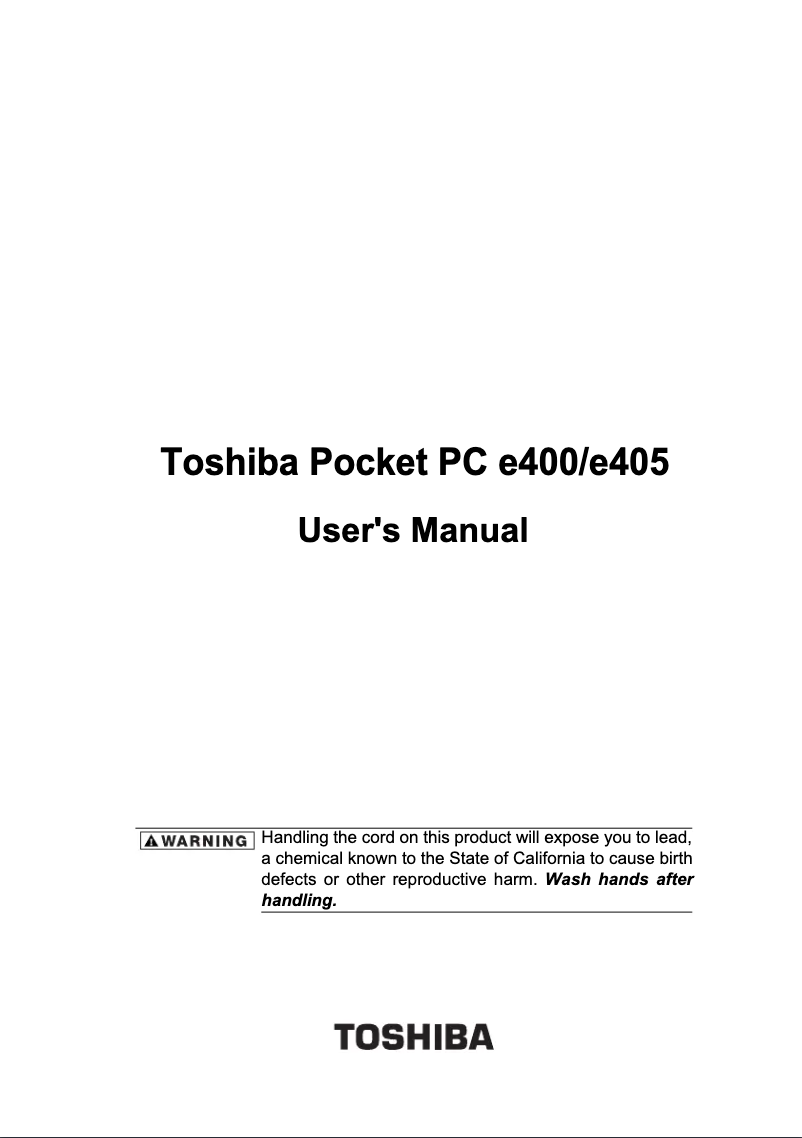 Page 1 of the manual User Manual Toshiba E400