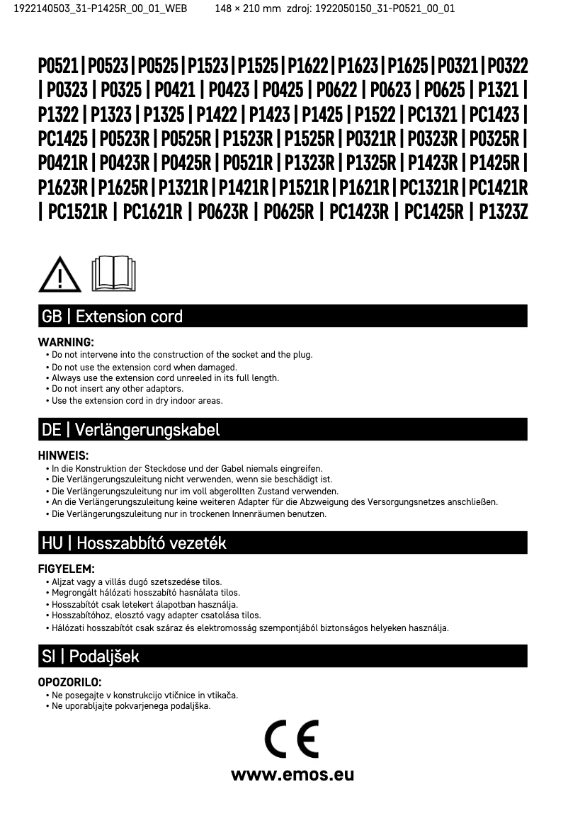 First page image of the manual for P1425R