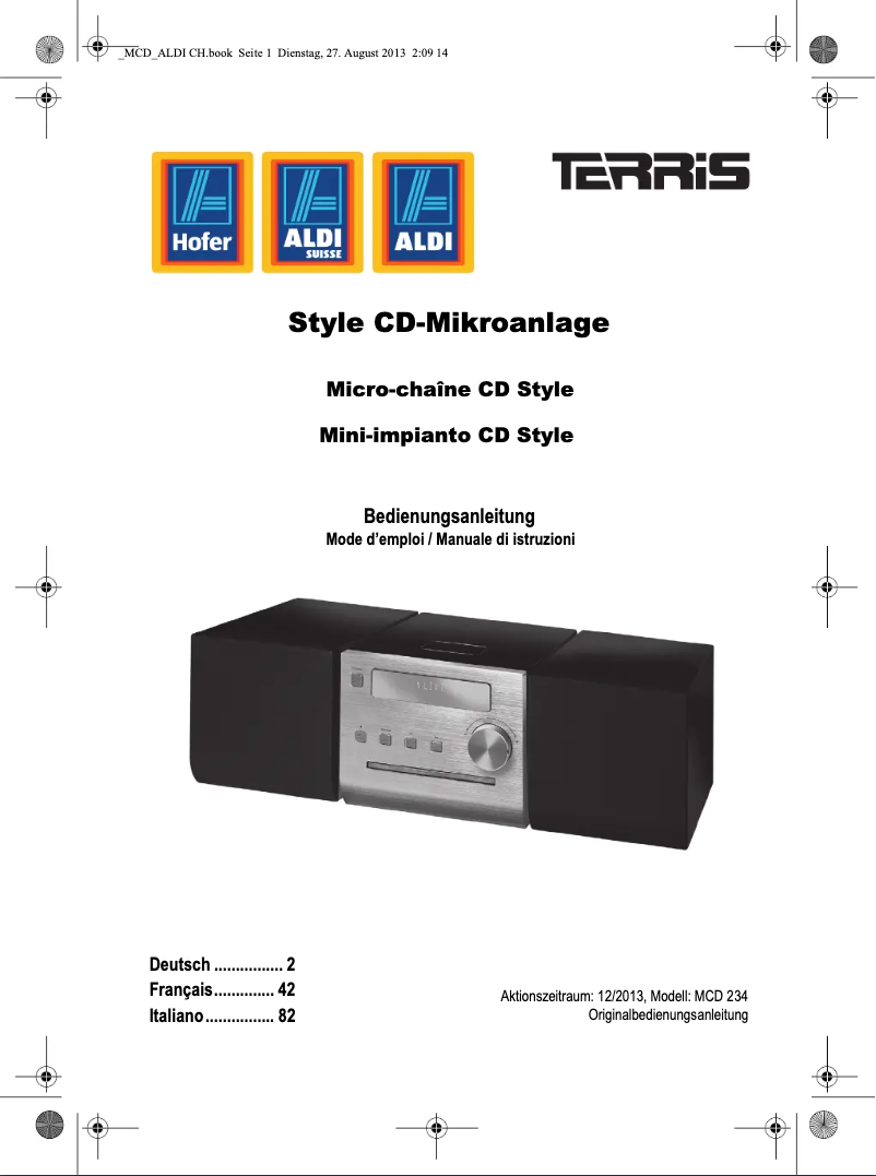 Page 1 of the manual User Manual Terris MCD 234
