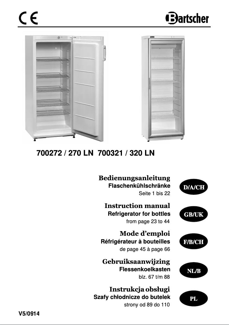 Page 1 de la notice Manuel utilisateur Bartscher 700321