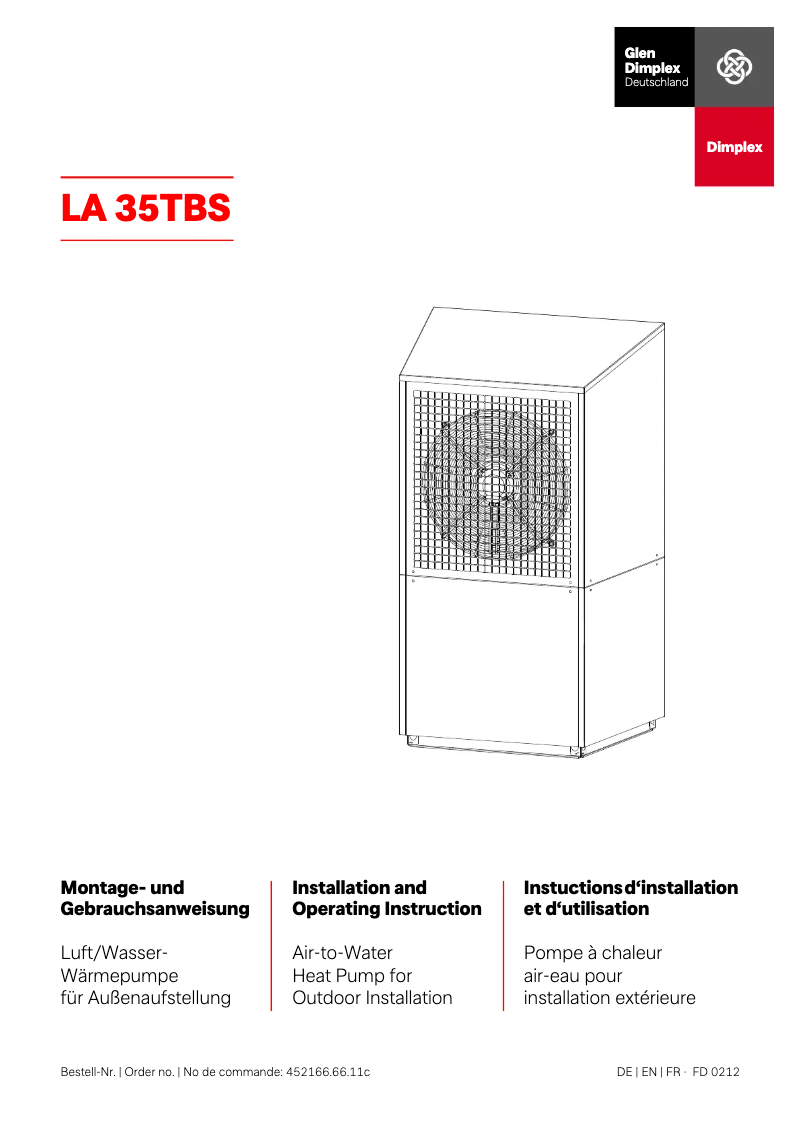 Page 1 of the manual User Manual Dimplex LA 35TBS