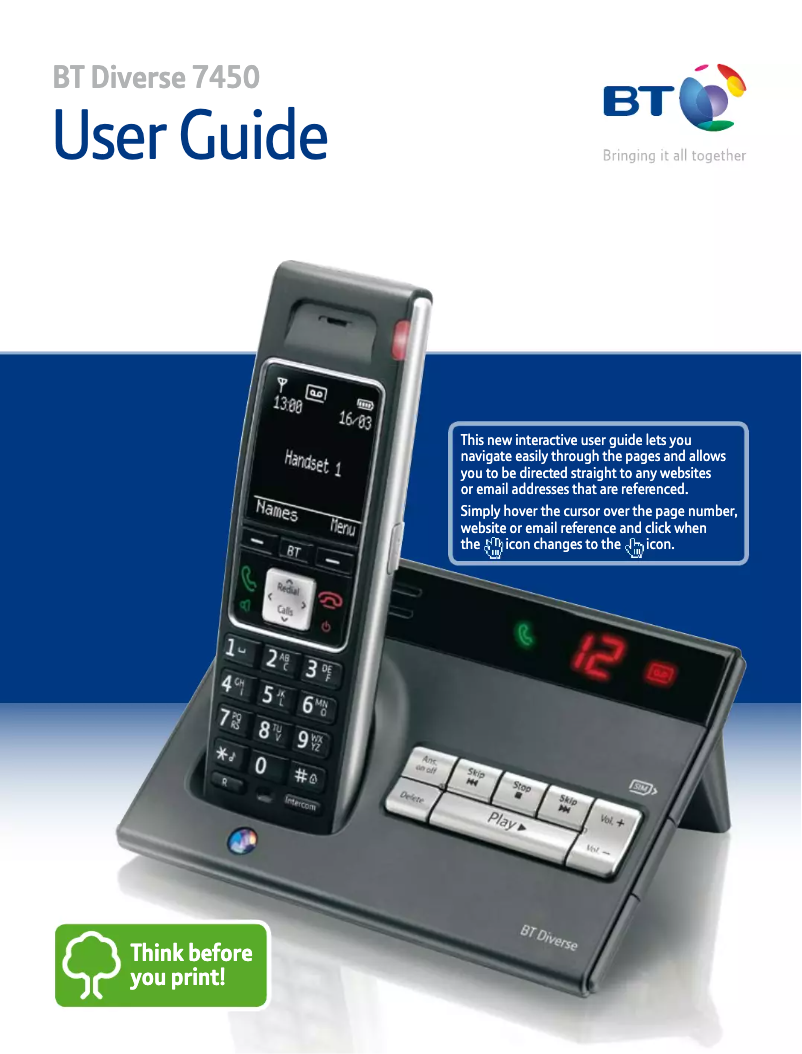 First page image of the manual for Diverse 7450