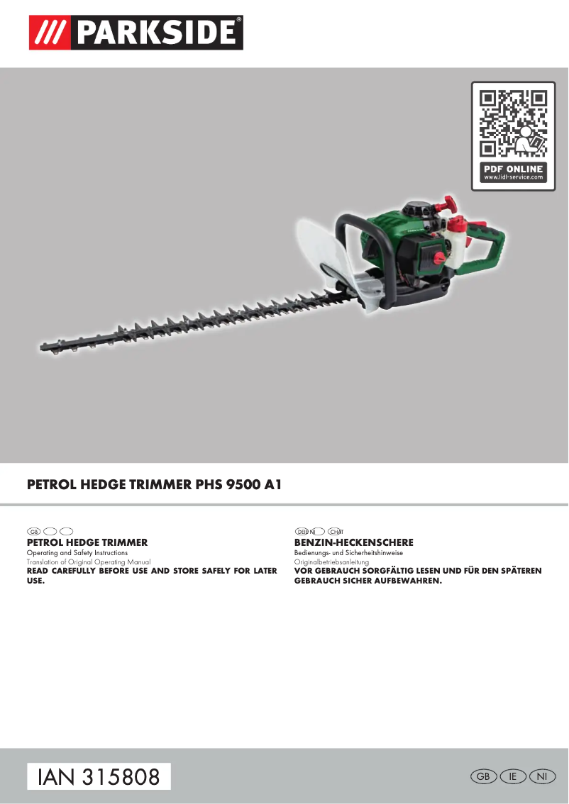 Page 1 of the manual User Manual Parkside PHS 9500 A1