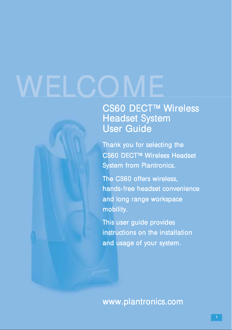 Page 1 of the manual User Manual Plantronics CS60 Spare