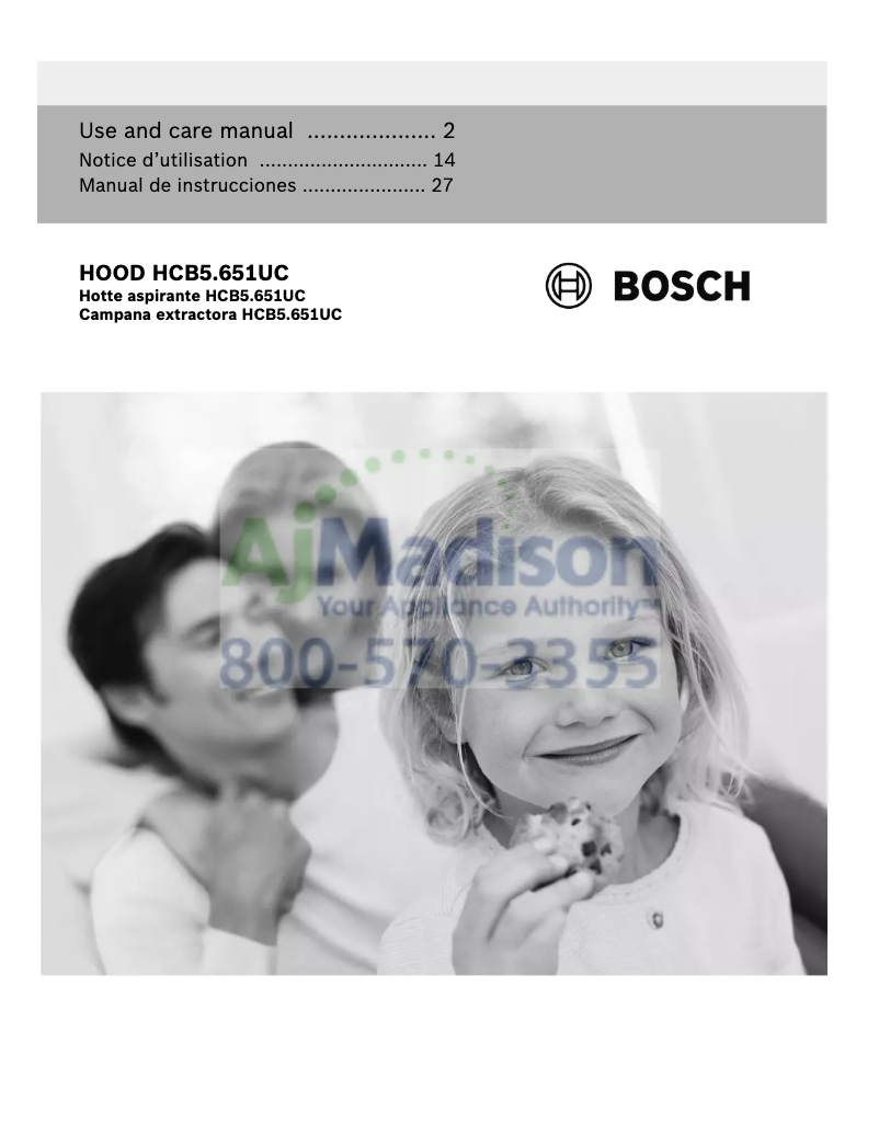 Page 1 of the manual Use and Maintenance Manual Bosch HCB50651UC