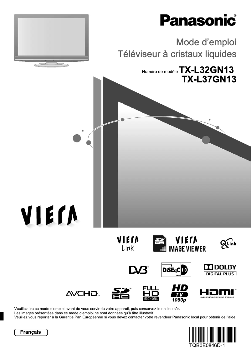 Page 1 of the manual User Manual Panasonic Viera TX-L37GN13