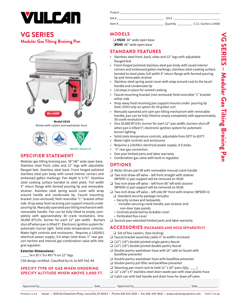 First page image of the manual for VG40