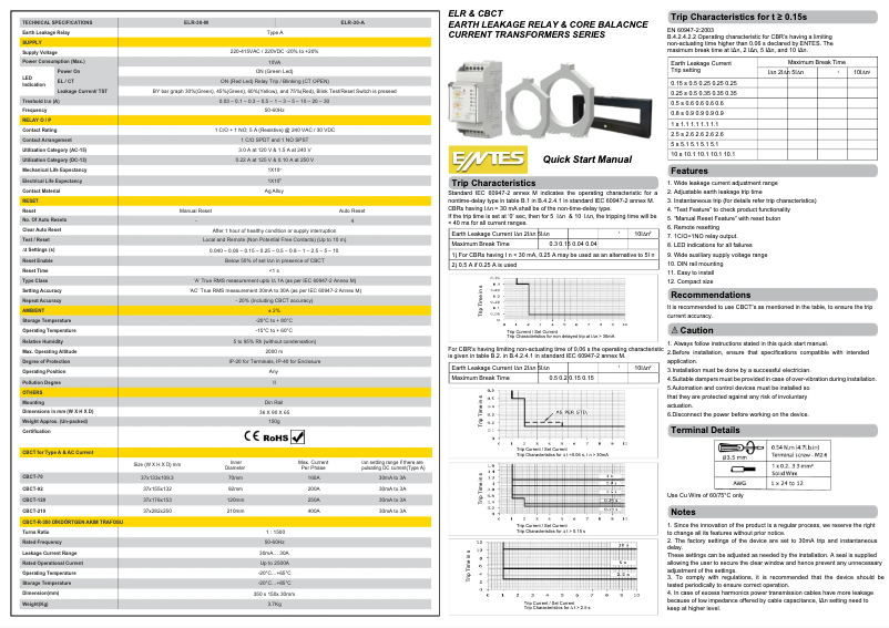 Page 1 of the manual Installation Guide ENTES ELR-30-M