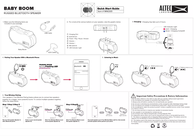 Page 1 de la notice Manuel utilisateur Altec Lansing Baby Boom