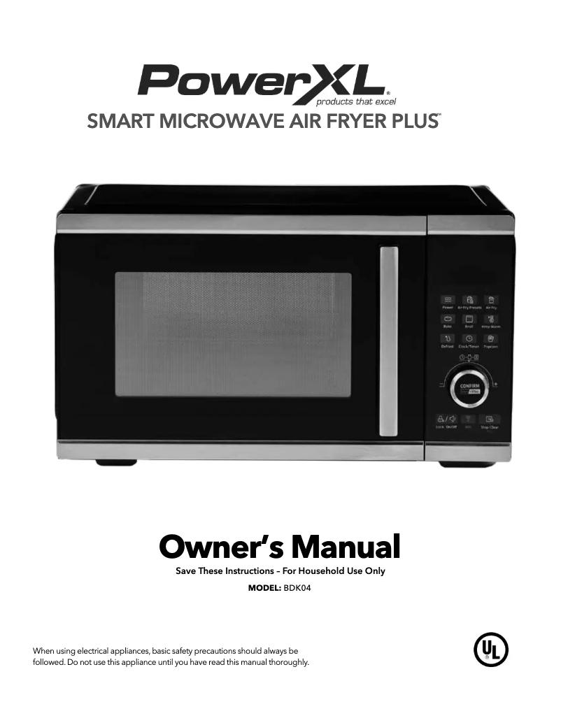 Page 1 of the manual User Manual PowerXL Smart Microwave Air Fryer Plus BDK04