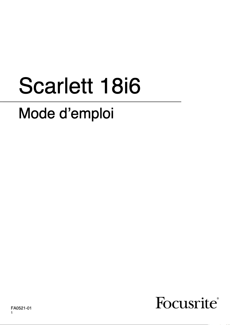 Page 1 of the manual User Manual Focusrite Scarlett 18i6