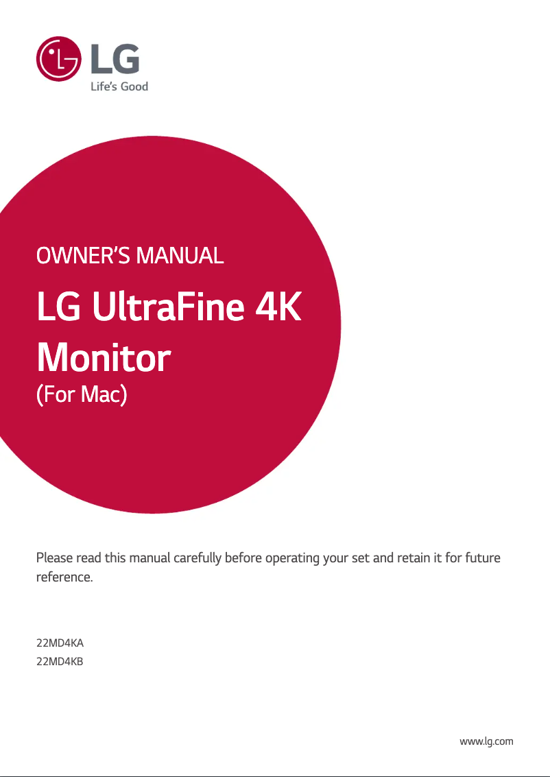 Page 1 of the manual User Manual LG 22MD4KB