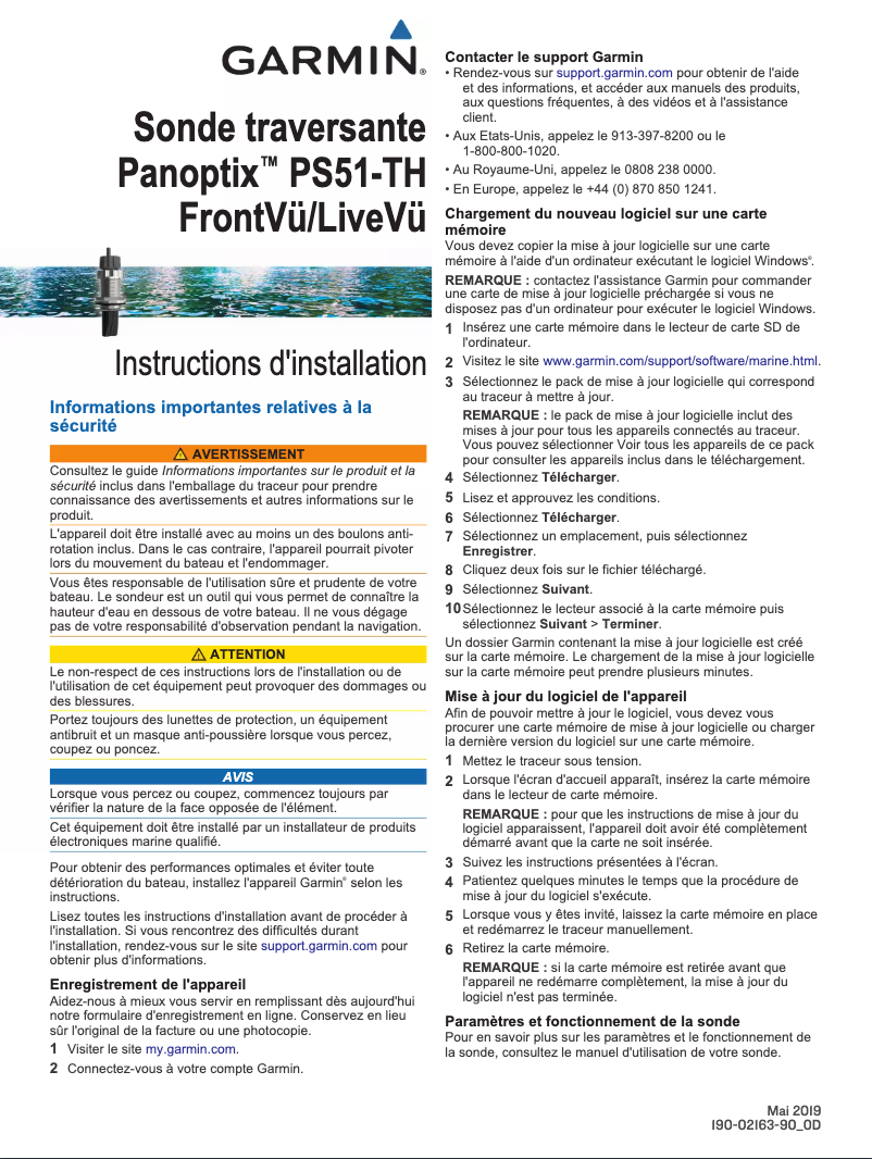 Page 1 of the manual User Manual Garmin Panoptix PS51-TH