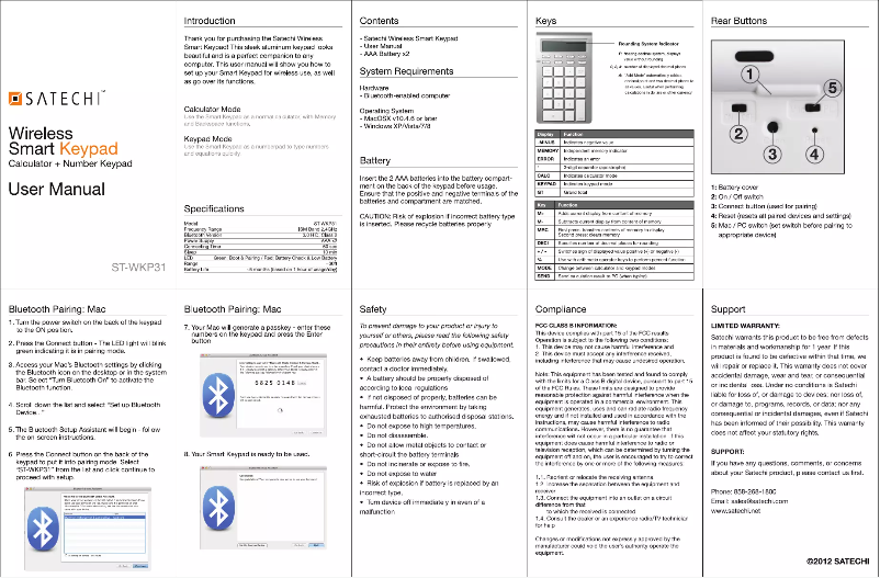 Page 1 of the manual User Manual Satechi ST-WKP31