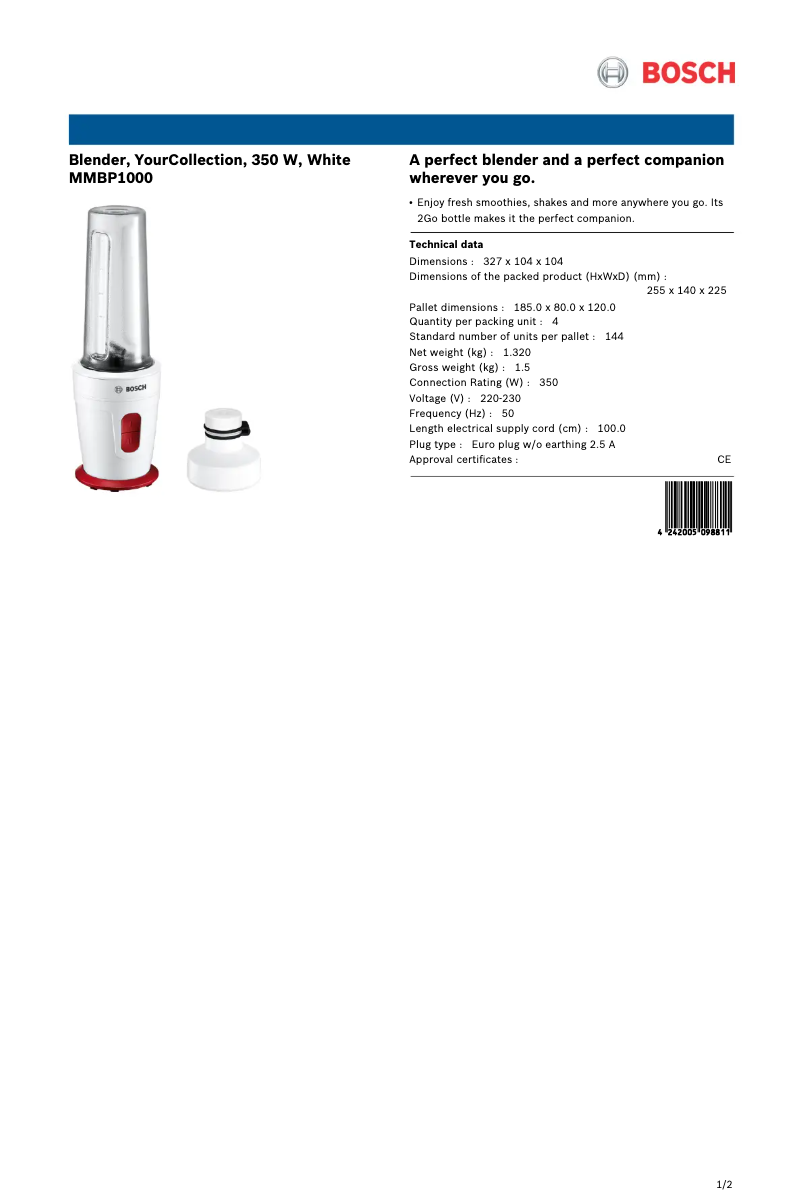 First page image of the manual for YourCollection MMBP1000