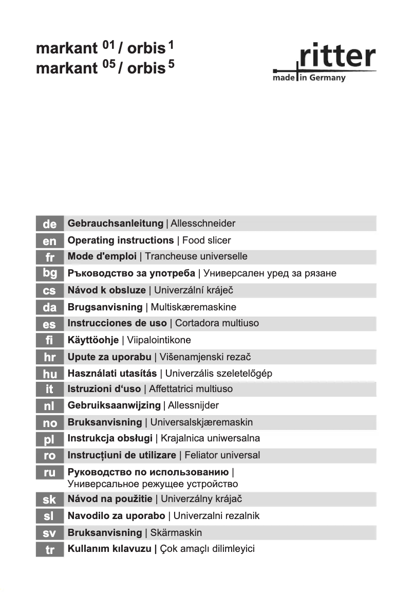 Page 1 of the manual User Manual Ritter Orbis 1