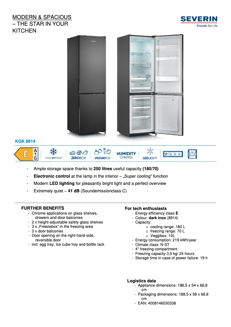 Page 1 of the manual Technical Sheet Severin KGK 8914