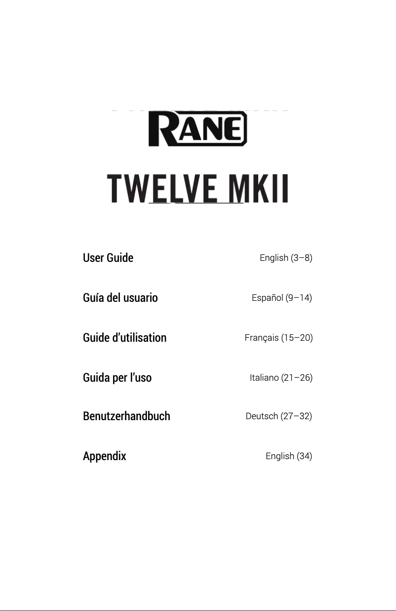 Page 1 of the manual User Manual Rane Twelve MKII