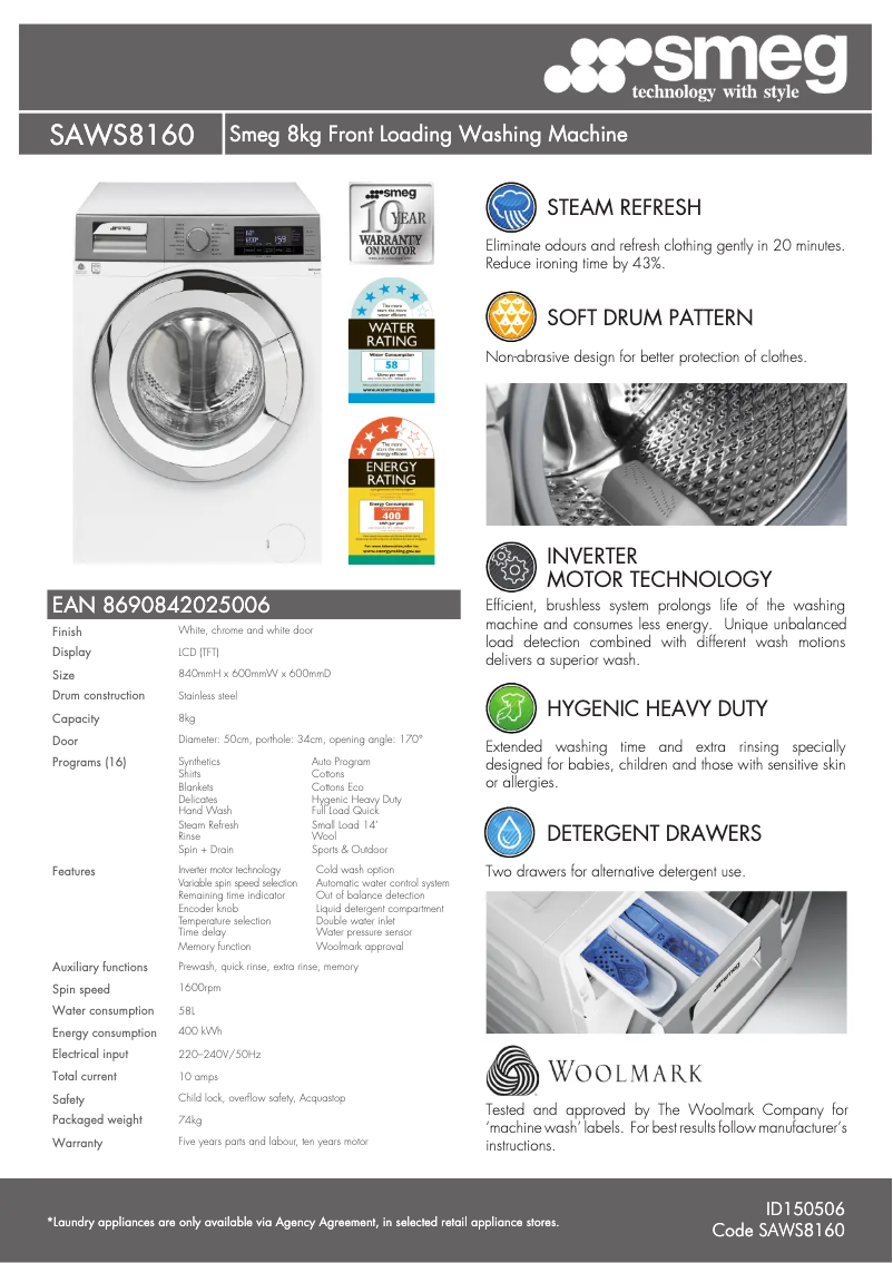 First page image of the manual for SAWS8160