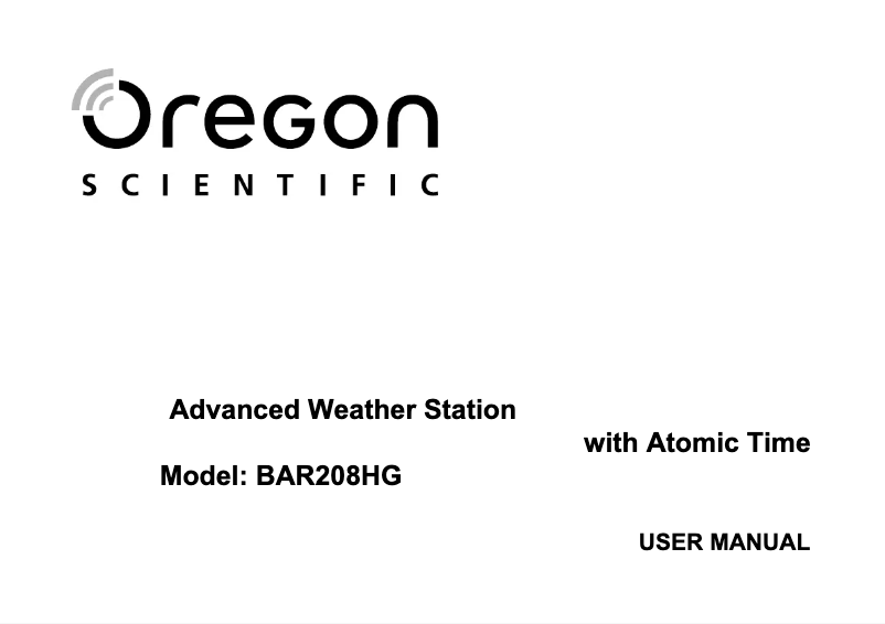 Page 1 of the manual User Manual Oregon Scientific BAR208HGA
