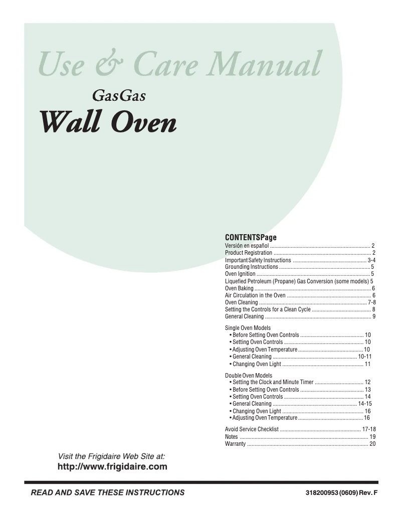 Page 1 of the manual User Manual Frigidaire FGB24T3AS