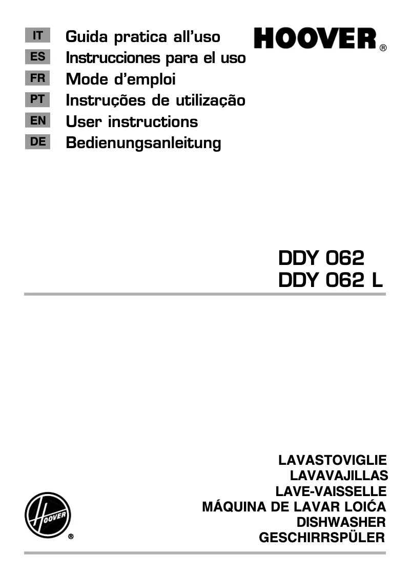 Page 1 of the manual User Manual Hoover DDY 062X