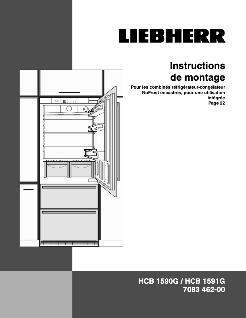 Page 1 of the manual Installation Guide Liebherr HCB 1590G